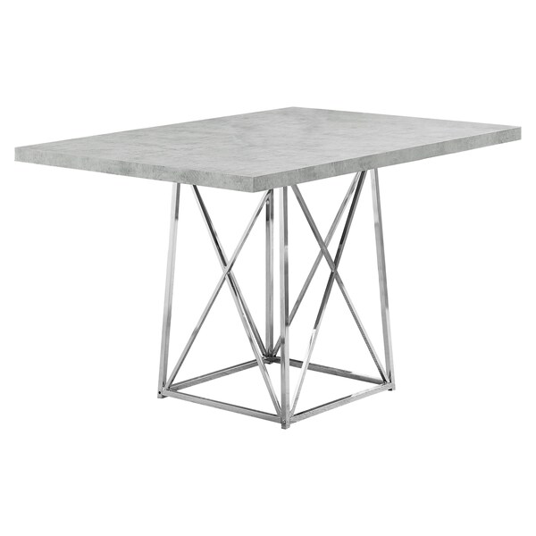 Dining Table - 36"X 48" / Grey Cement / Chrome Metal